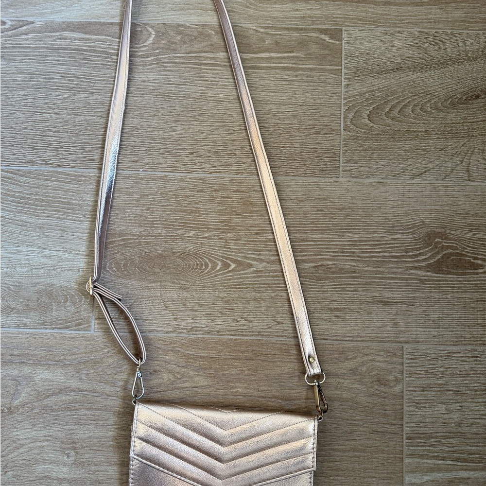 Rose Gold Quilted Crossbody Bag